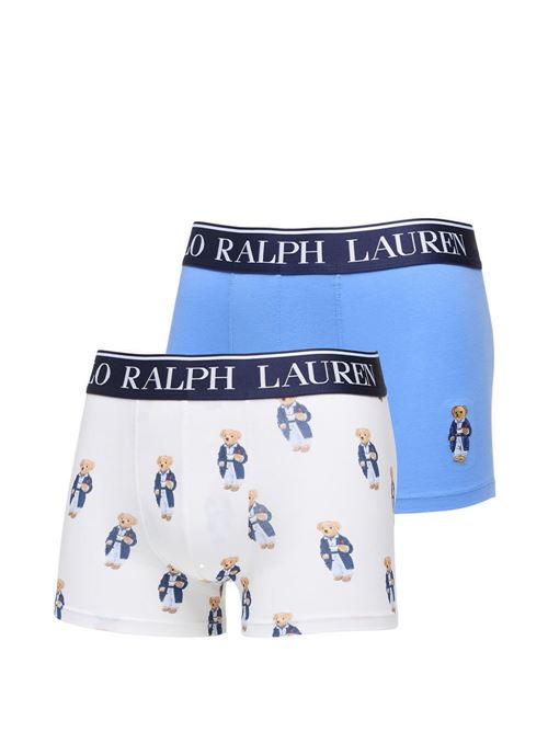 Boxer intimo uomo Polo Ralph Lauren 2 pack celeste e bianco con stampa orso POLO RALPH LAUREN | 714843425017